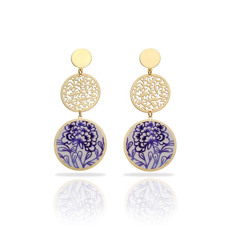 RAS Porcelana Flor Gold Earrings