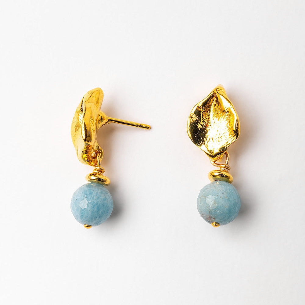 Velatti Mini Leaf Studs with Gem Drop