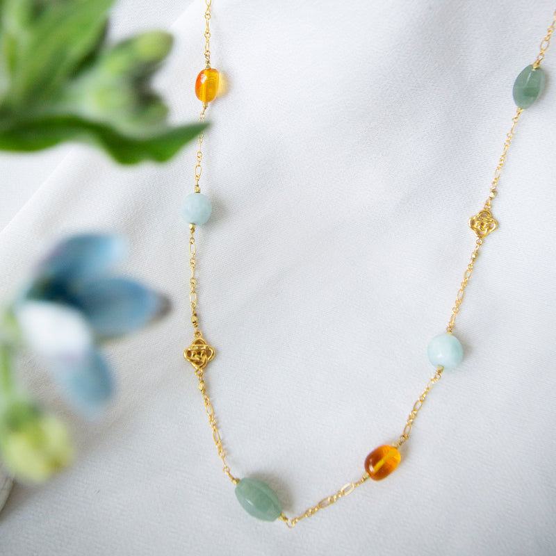 Amber, Aventurine & Amazonite Necklace