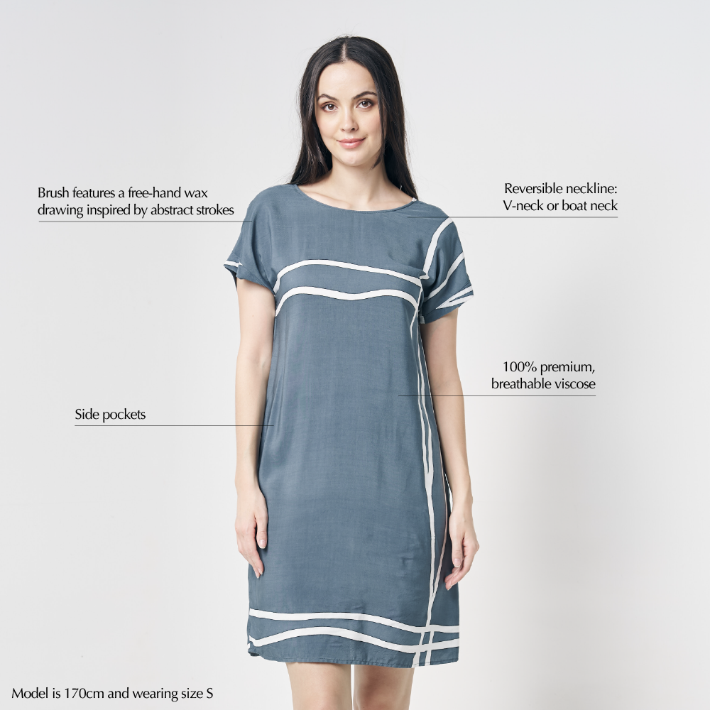 Batik Boutique Batik Shift Dress - Grey Brush