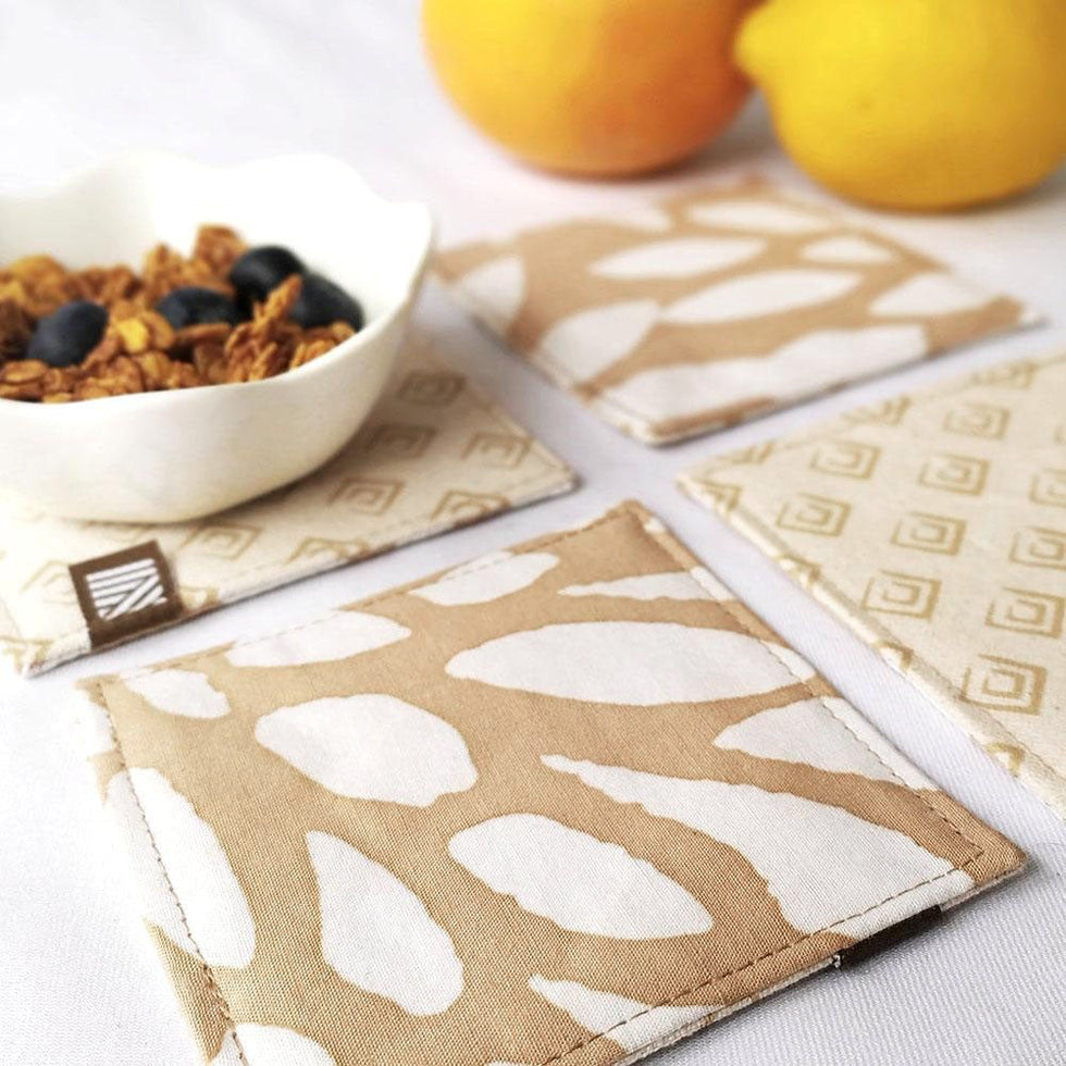 Batik Boutique Batik Reversible Coaster Set - Tan Bunga