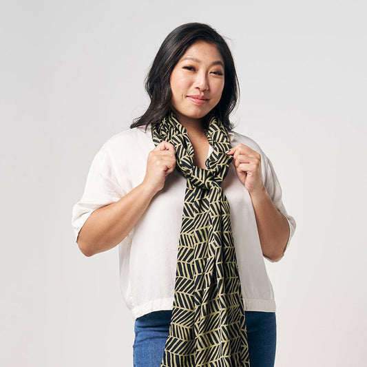 Batik Boutique Scarf - Black Banana Leaf