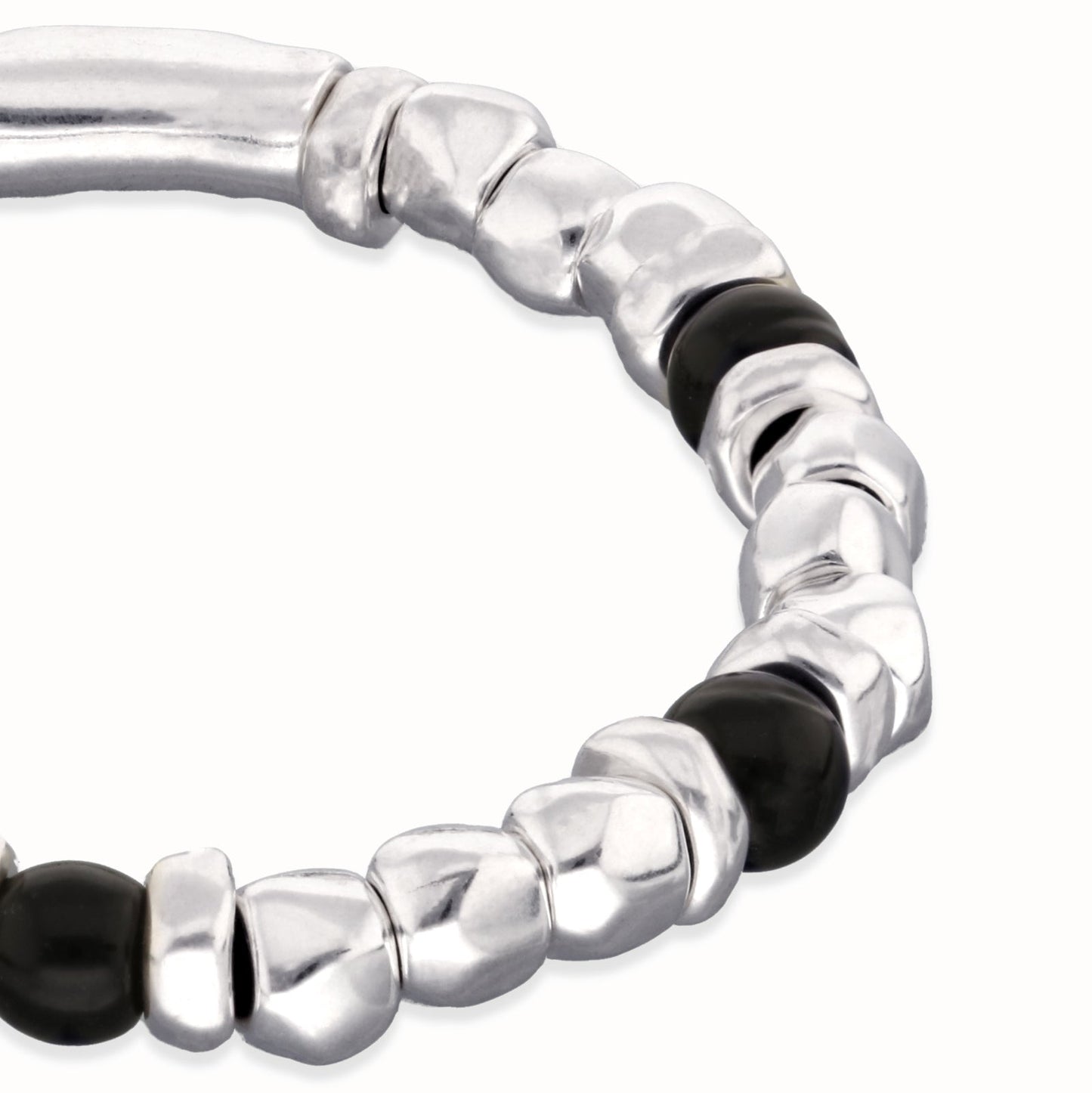 UNOde50 Beaded Bracelet with Black Murano Glass