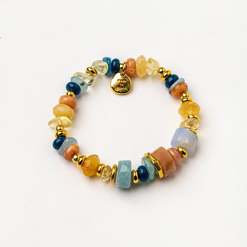 Velatti Citrine, Aquamarine, Lemon Quartz Stretch Bracelet