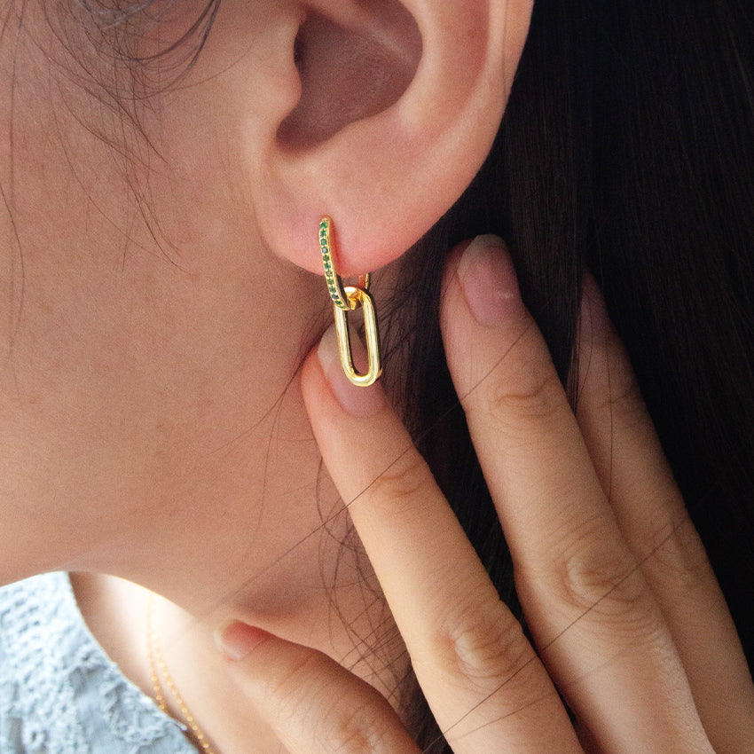 Double Paperclip Drop Earrings