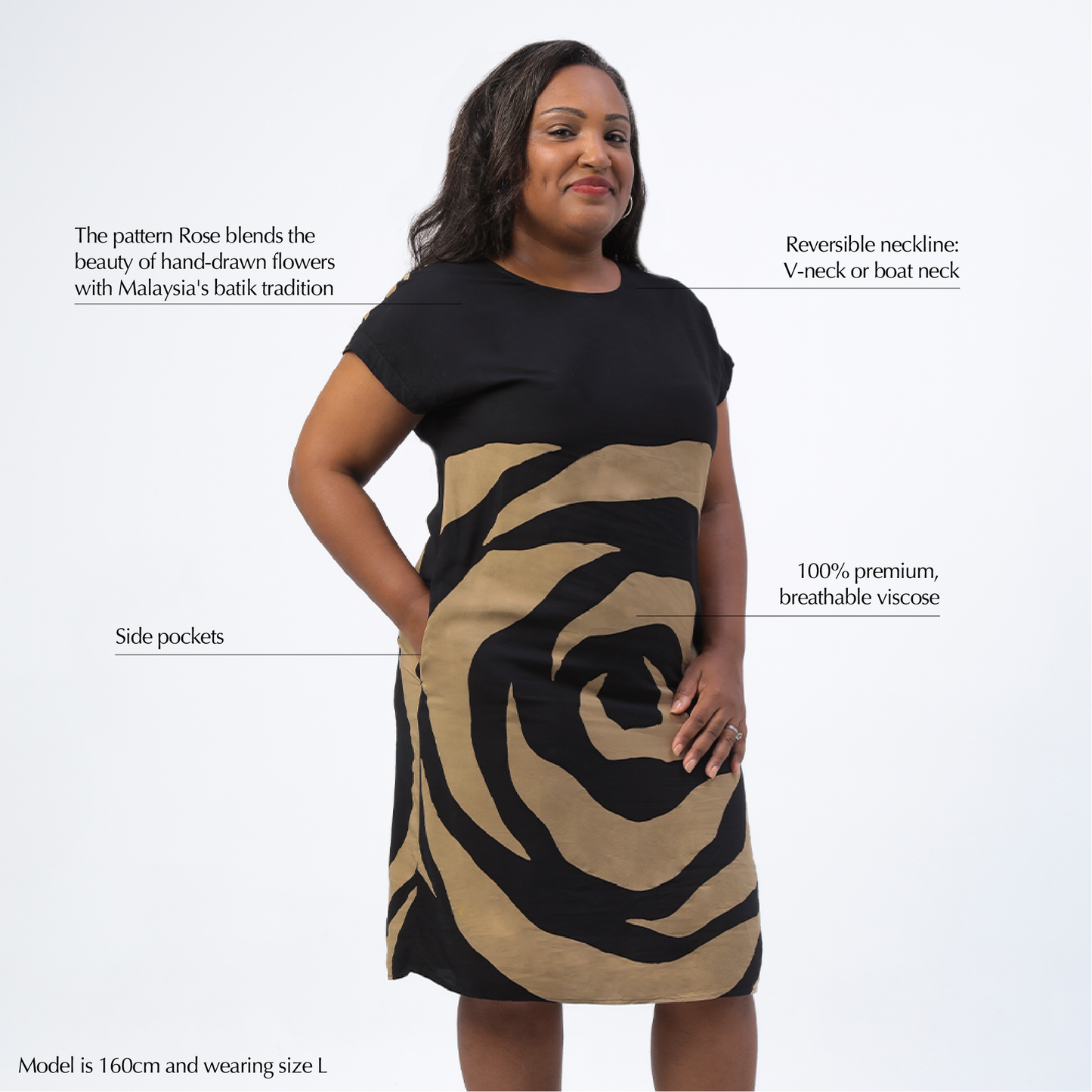 Batik Boutique Batik Shift Dress - Ecru Rose