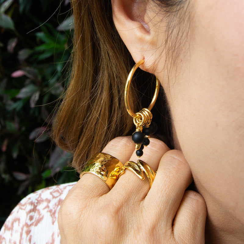 Velatti Hoops with Black Onyx