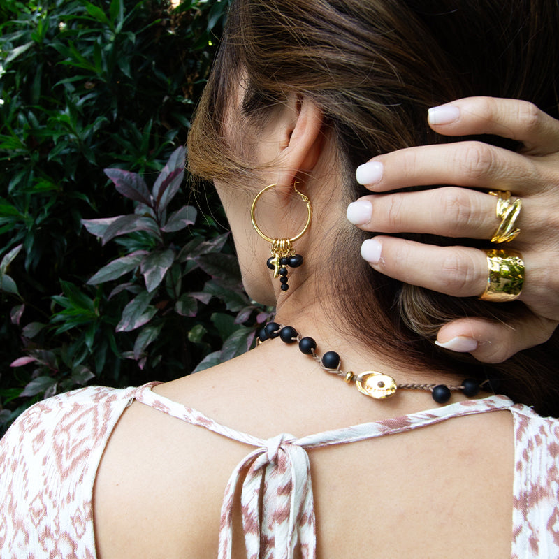 Velatti Hoops with Black Onyx