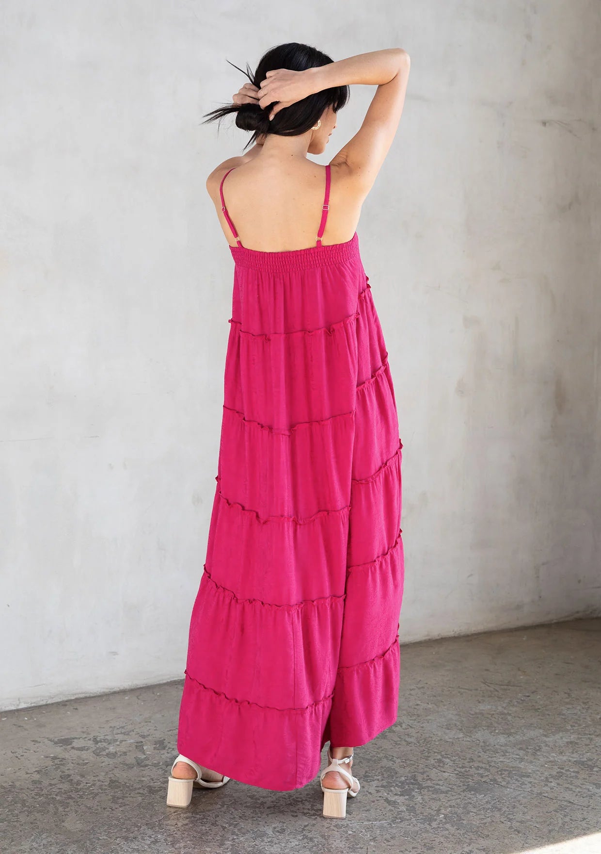 Lovestitch Wavelength Tiered Maxi Dress- Mulberry