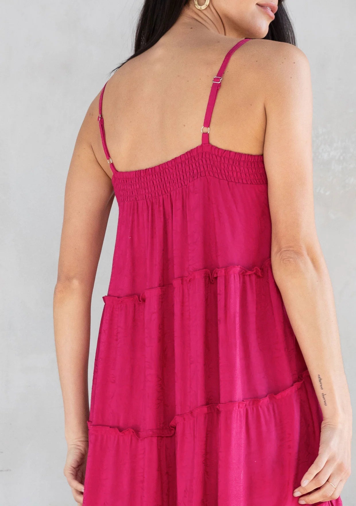 Lovestitch Wavelength Tiered Maxi Dress- Mulberry
