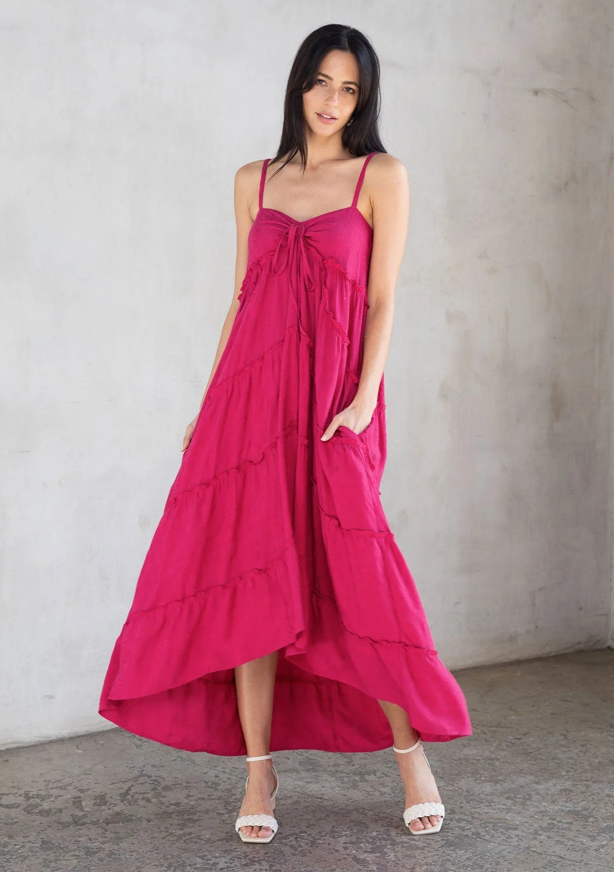 Lovestitch Wavelength Tiered Maxi Dress- Mulberry