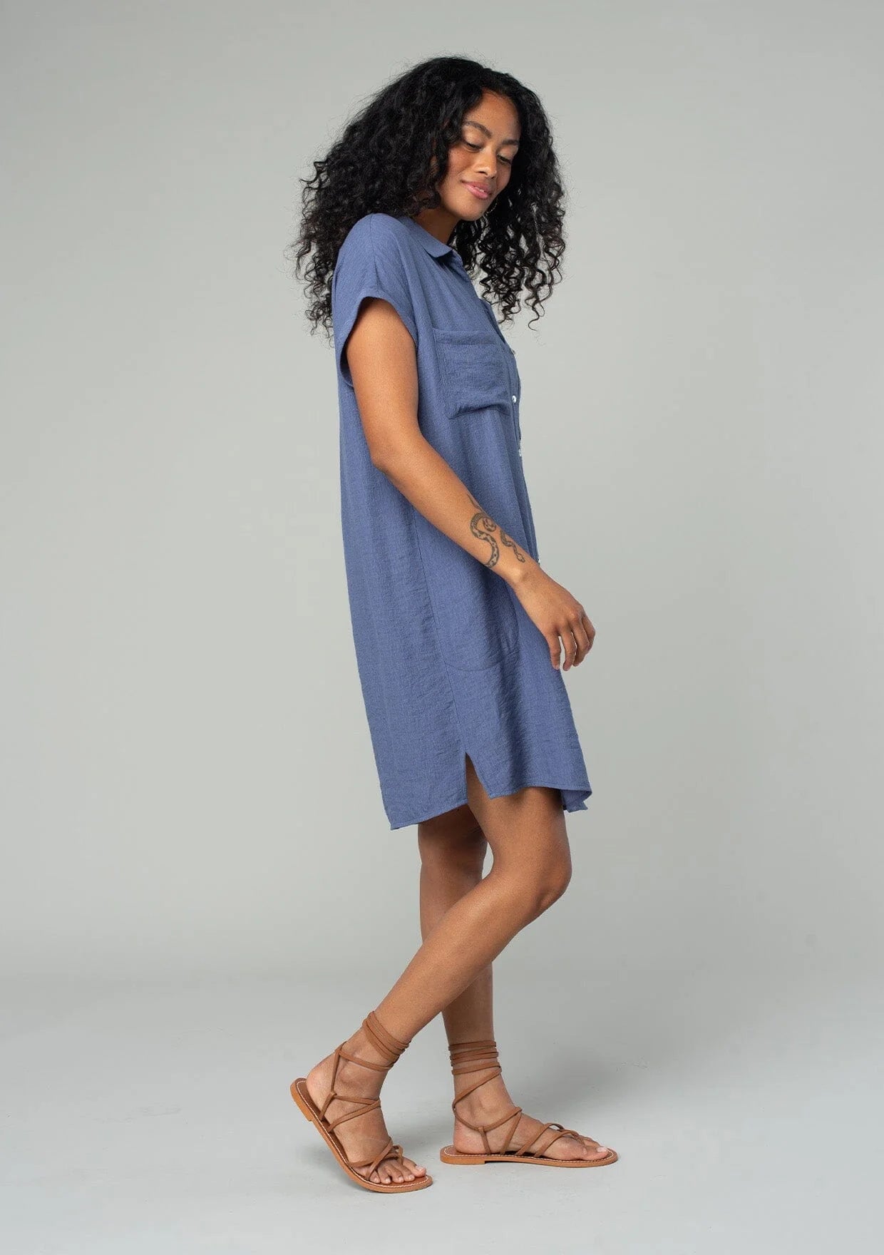 Lovestitch Jackson Mini Shirt Dress- Dark Denim