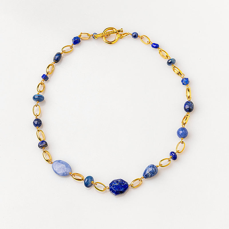 Velatti Short Link & Multi Gem Necklace