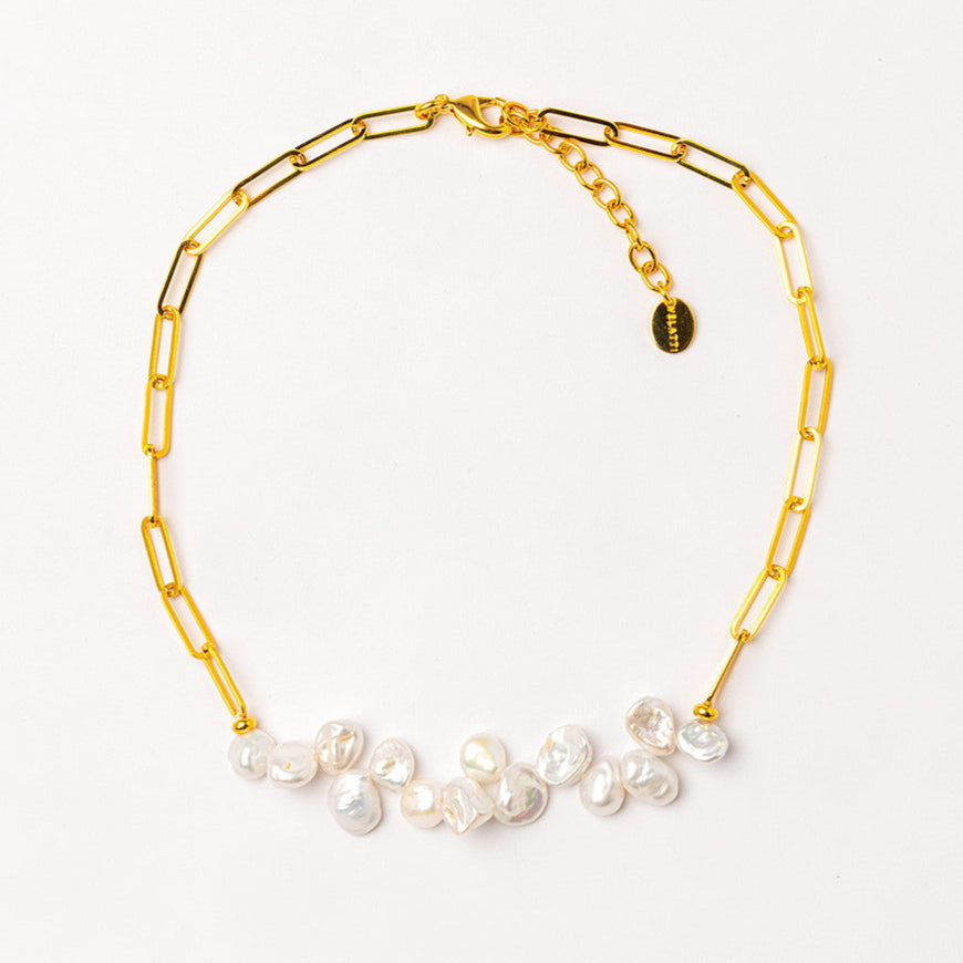 Velatti Cluster Pearl Link Necklace
