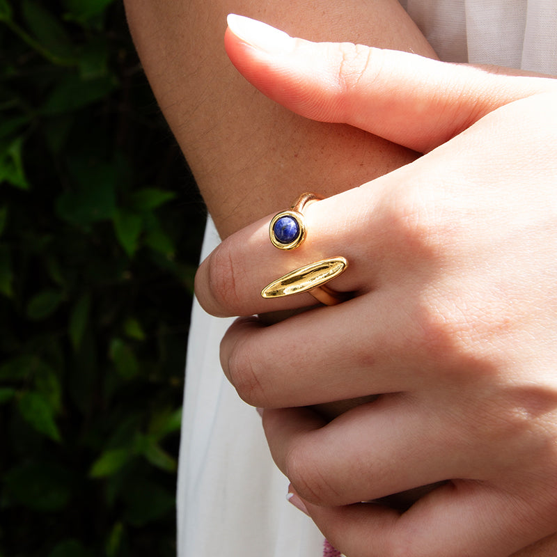Velatti Leaf & Gemstone Ring