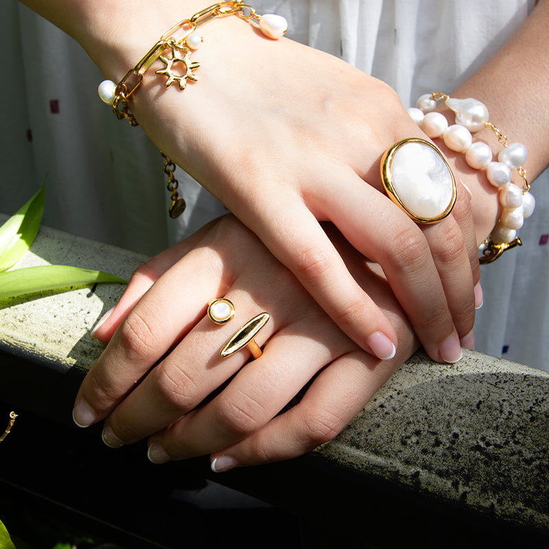 Velatti Leaf & Gemstone Ring