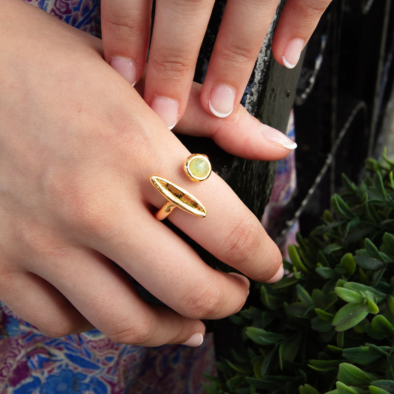 Velatti Leaf & Gemstone Ring