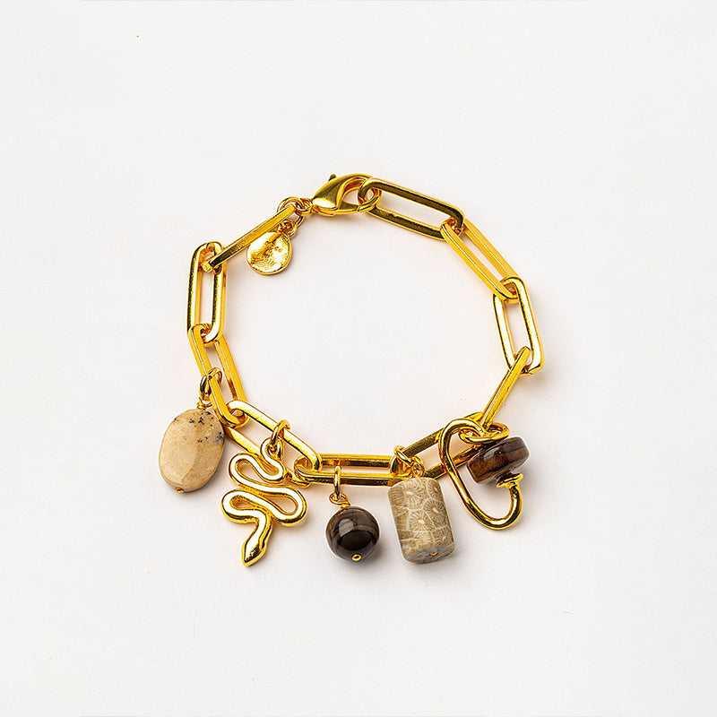 Velatti Link Bracelet with Snake Charm