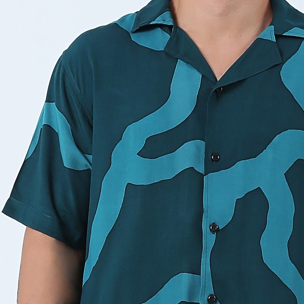 Batik Boutique Men's Batik Cuban Shirt - Forest Chain