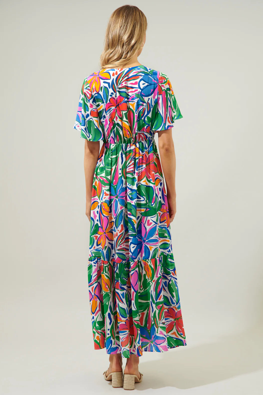 Sugarlips Paradise Falls Pismo Button Down Flutter Maxi Dress