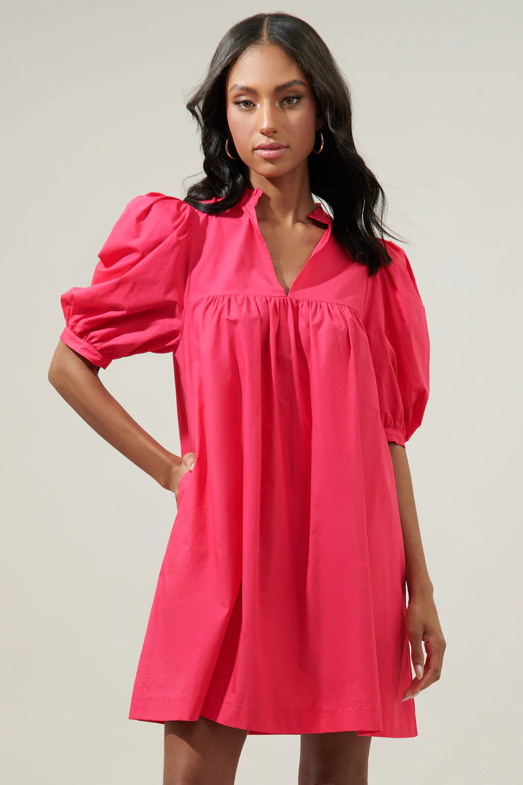 Sugarlips Julissa Split Neck Babydoll Dress