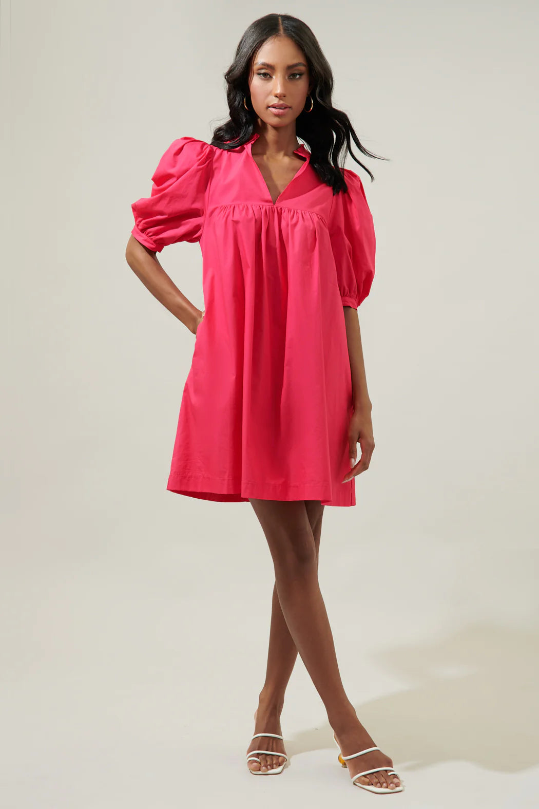 Sugarlips Julissa Split Neck Babydoll Dress