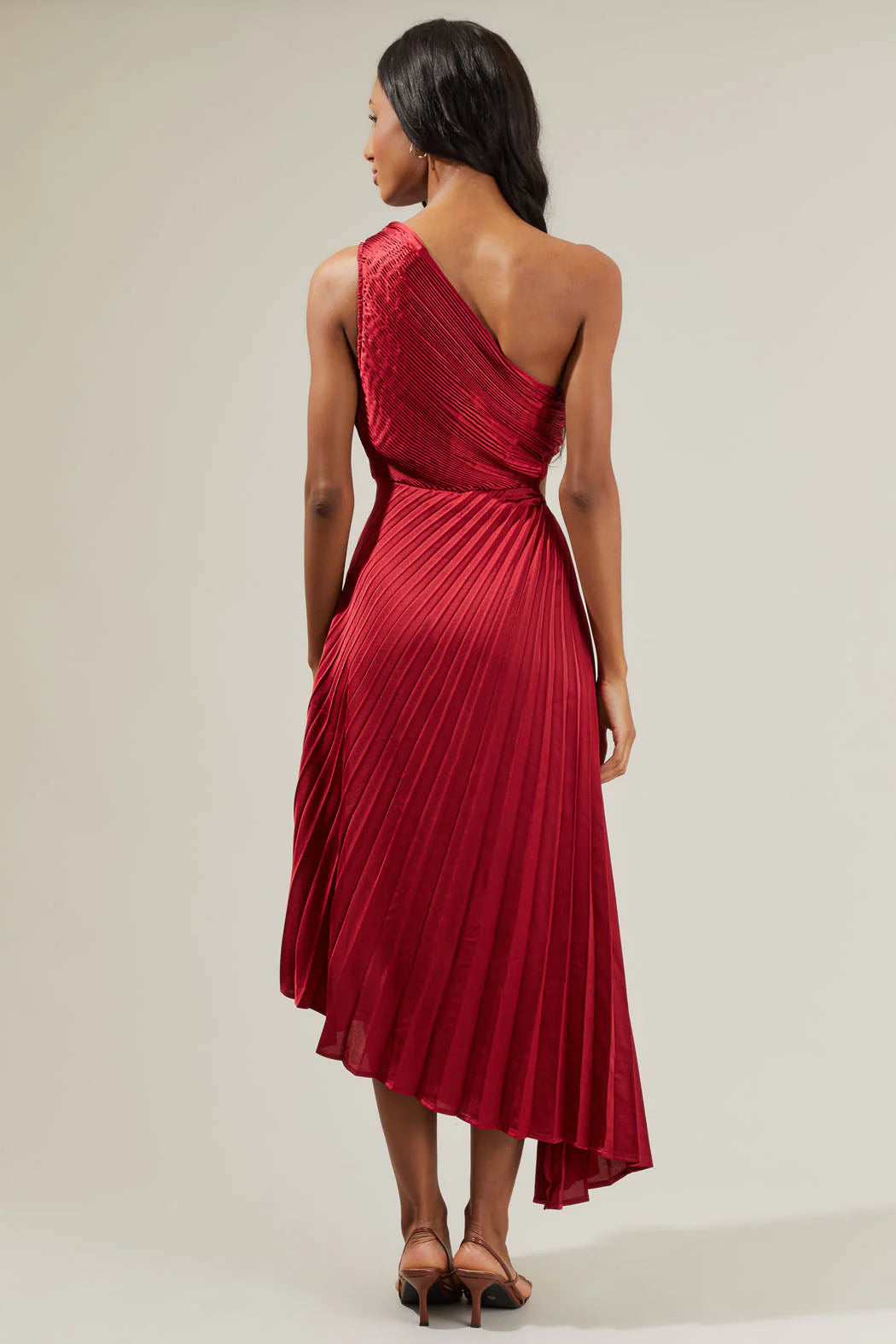 Sugarlips Marigold Aurora Pleated Maxi Dress- Cherry