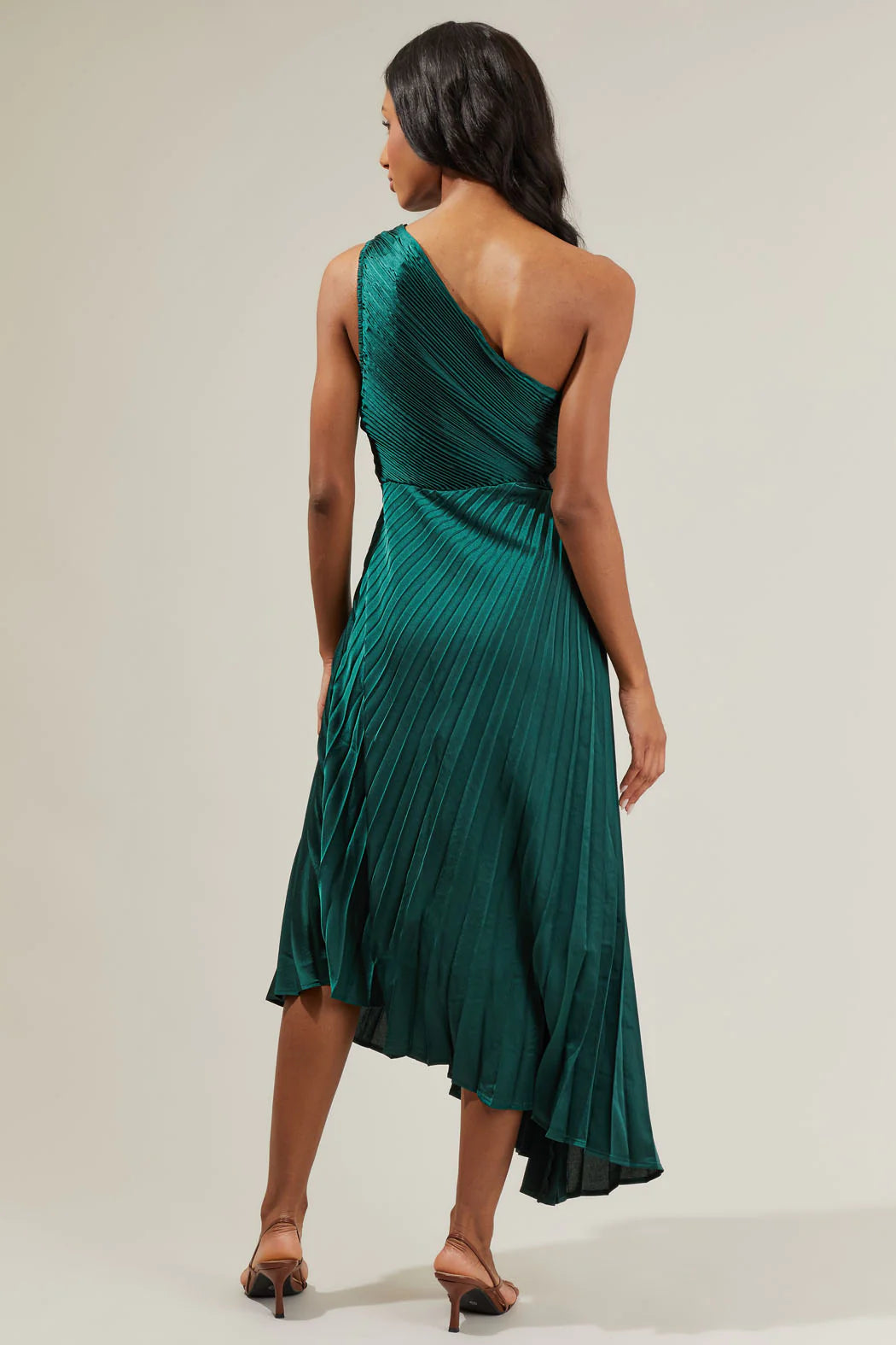 Sugarlips Marigold Aurora Pleated Maxi Dress- Emerald