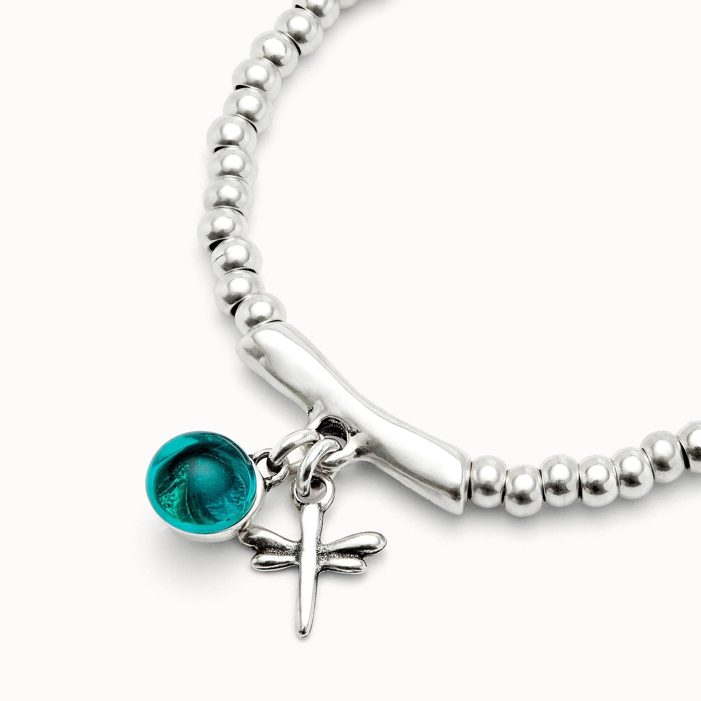 UNOde50 Stretch Bracelet with Murano Glass & Dragonfly Charm
