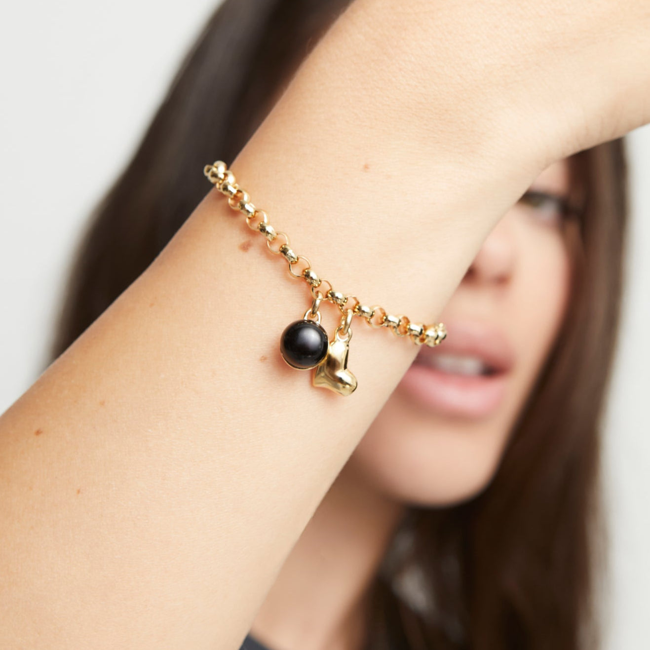 UNOde50 Heart & Black Ball Charm Bracelet