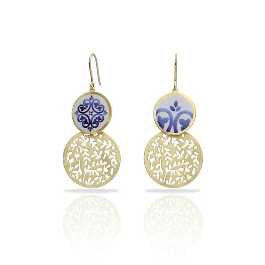 RAS Porcelana Azul Gold Earrings