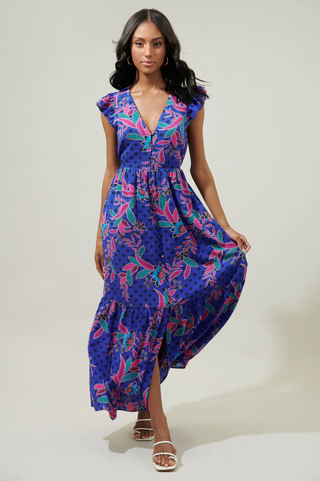 Sugarlips Rayanne Indigo Evianna Button Down Maxi Dress