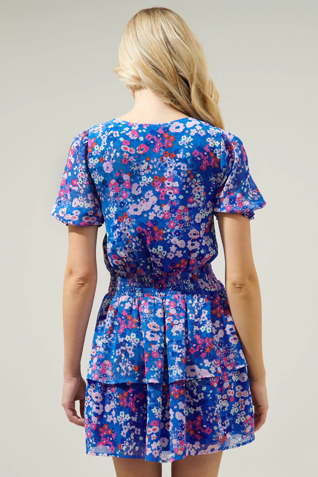 Sugarlips June Floral Amina Surplice Ruffle Mini Dress