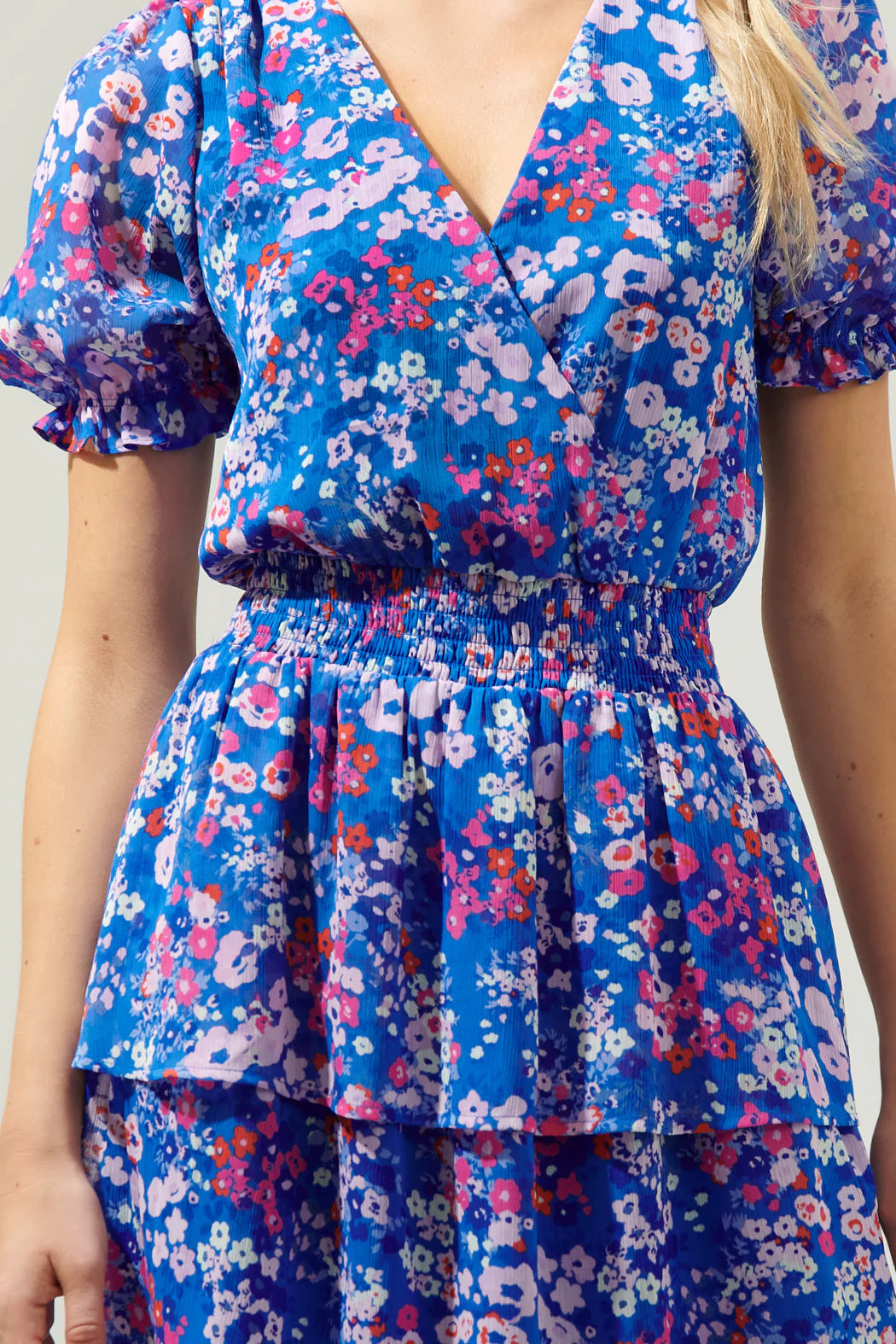 Sugarlips June Floral Amina Surplice Ruffle Mini Dress