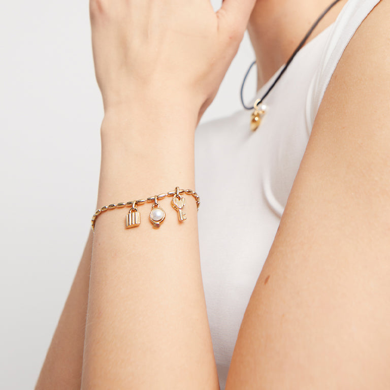 UNOde50 Bracelet with Pearl, Key & Lock Charm