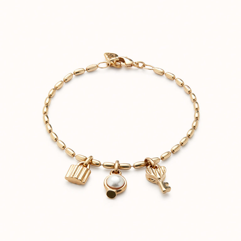 UNOde50 Bracelet with Pearl, Key & Lock Charm