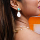 Velatti Gem & Coin Pearl Drop Earrings