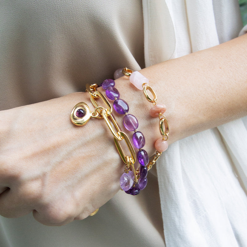 Velatti Gemstone Circle Link Bracelet