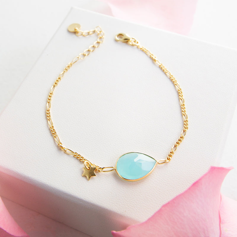 Aqua Chalcedony Pear Shape Bracelet