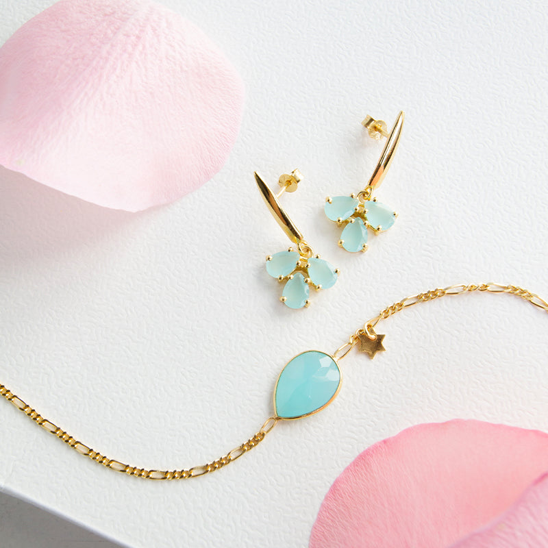 Aqua Chalcedony Pear Shape Bracelet