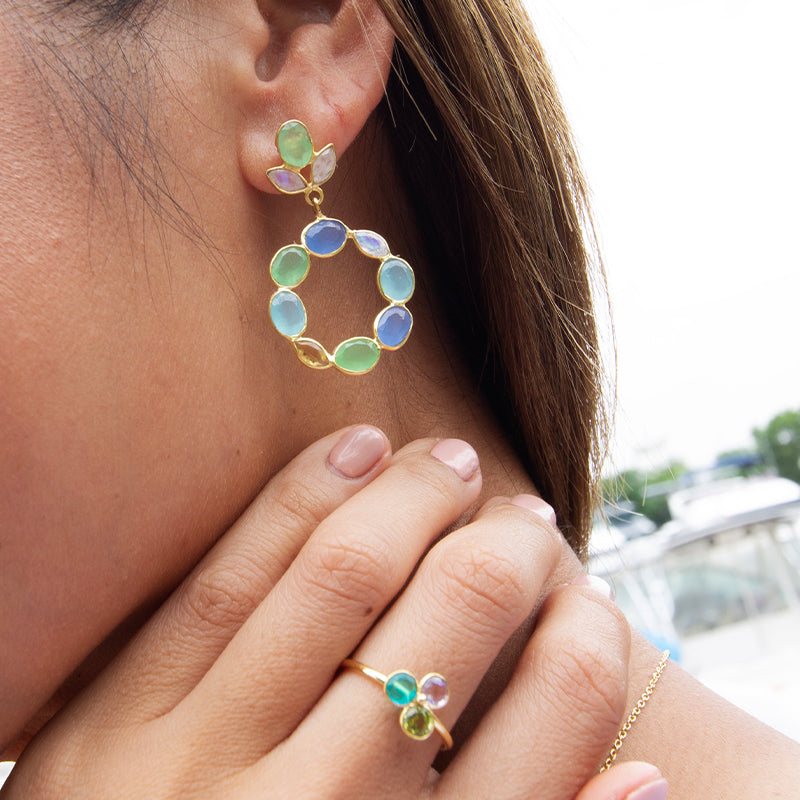 Summer Blues Chalcedony, Citrine & Moonstone Earrings