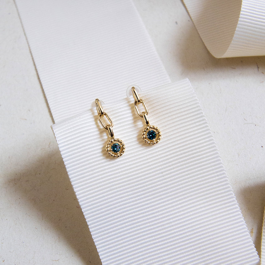 Blue Diamond Drop 10k Gold Studs