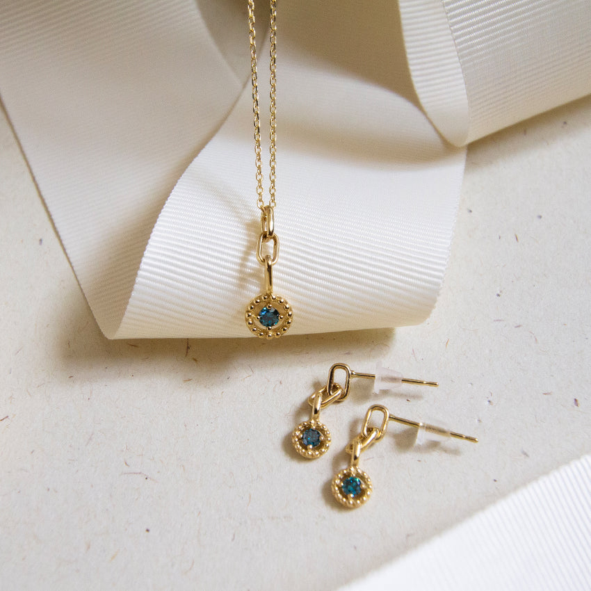 Blue Diamond Drop 10k Gold Studs