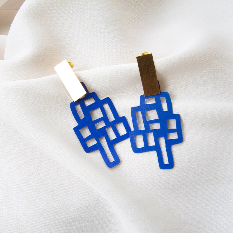 Blue Grid Earrings