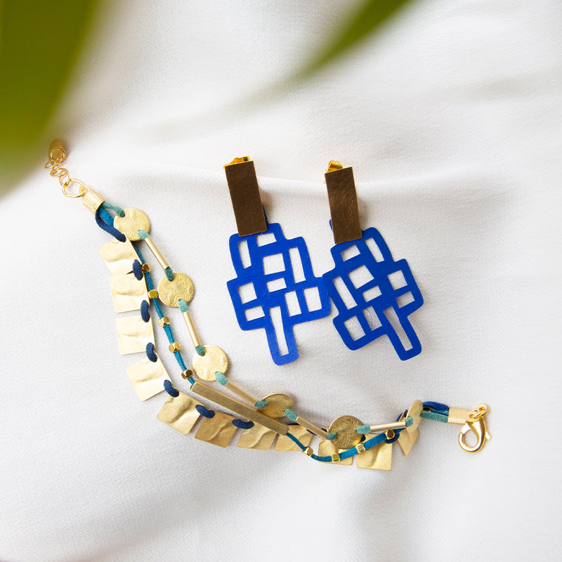 Blue Grid Earrings