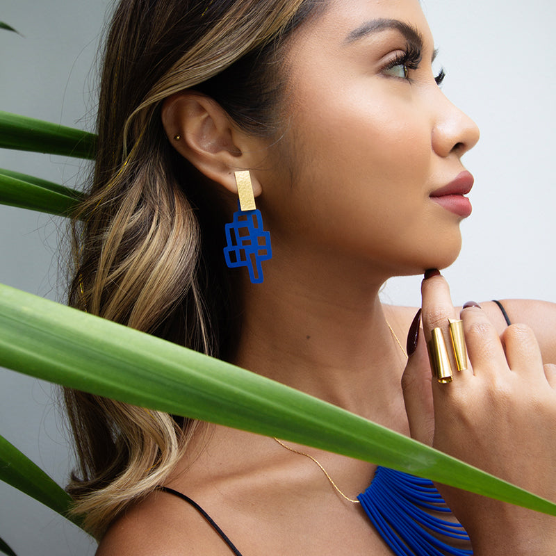 Blue Grid Earrings