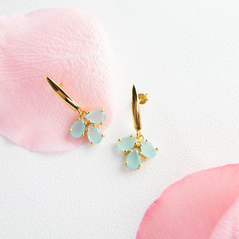 Aqua Chalcedony Triple drop Earrings