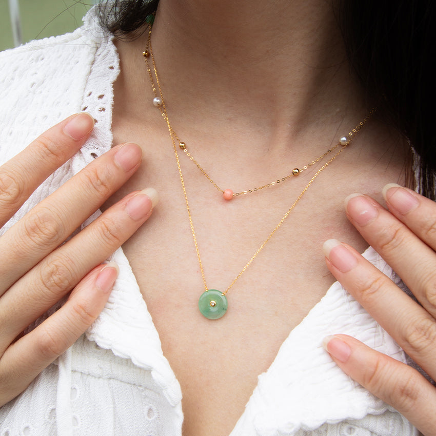 Multi Jade Necklace with Coral