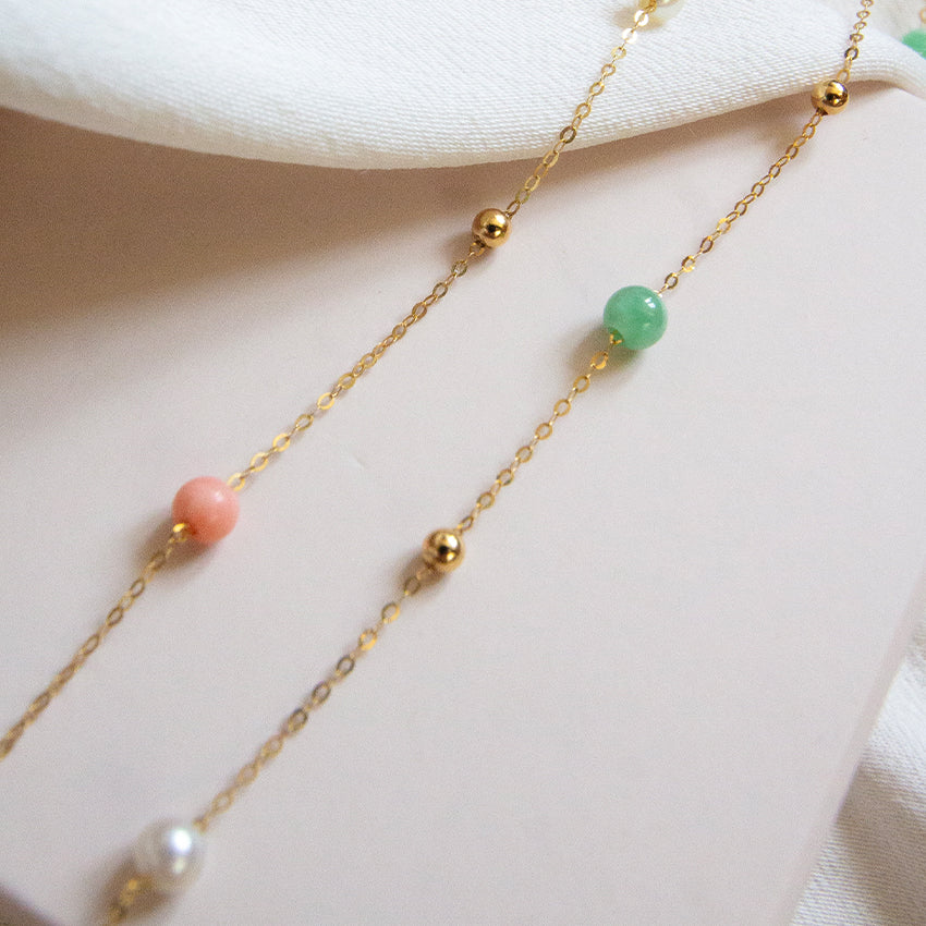 Multi Jade Necklace with Coral