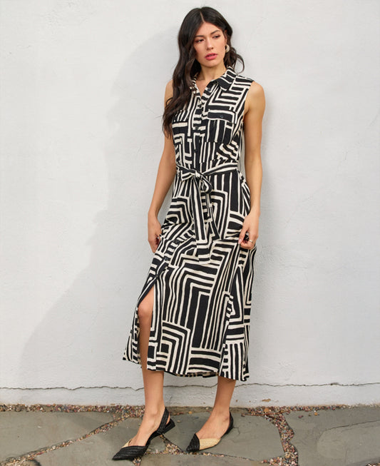 Dress Forum Runway Sleeveless Shirt Dress - Black